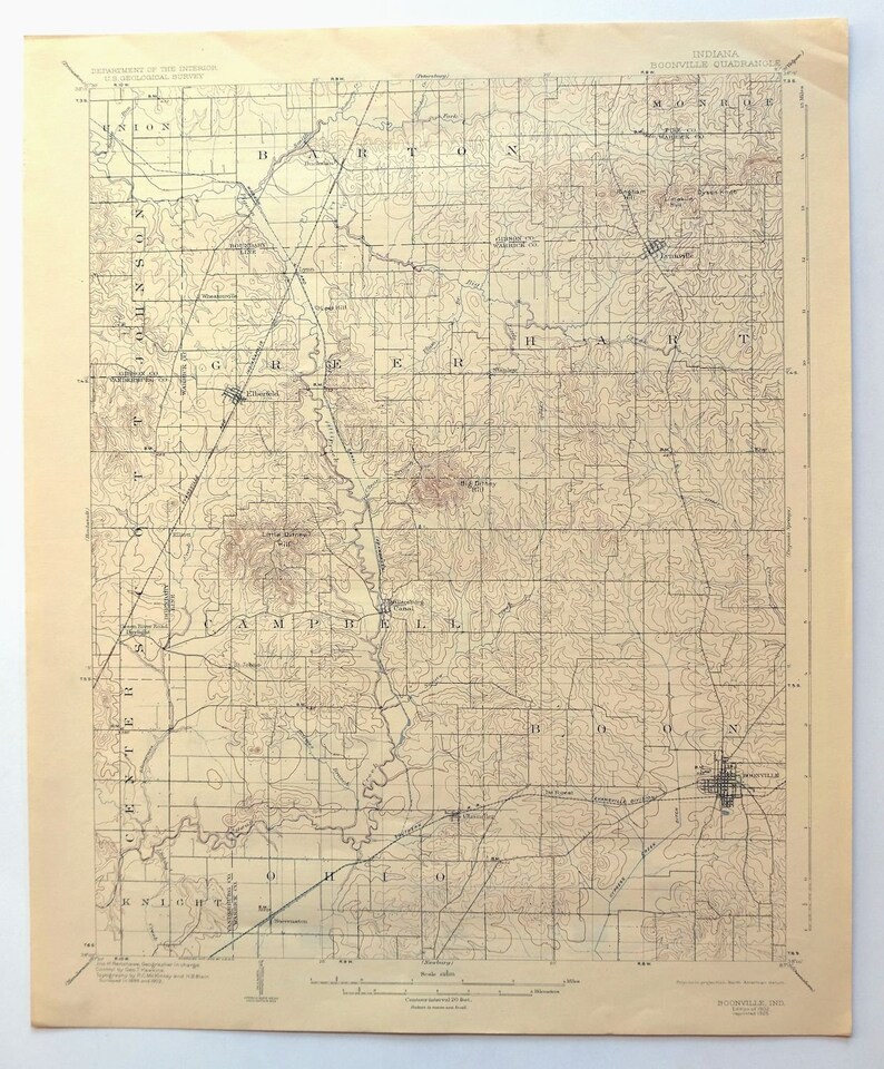 Boonville Indiana Vintage Original USGS Topographic Map 1902 Etsy