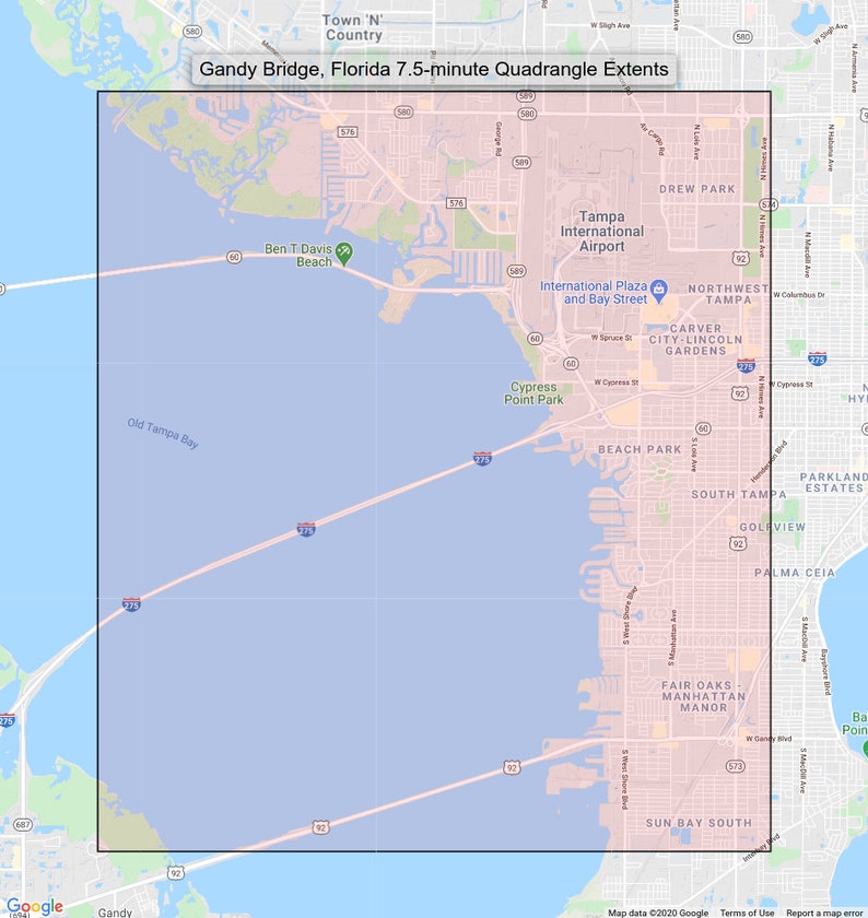 Gandy Bridge Tampa Florida Original USGS Topographic Map 1987 Etsy