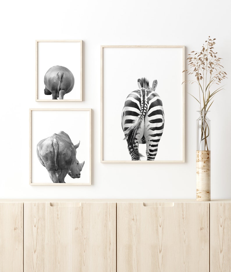 Bathroom Wall Decor set of 3 Funny Bathroom Art Animal Etsy