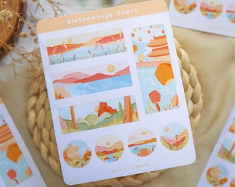 Stickersheet - Pastels | Bullet Journal Stickers, Planner Stickers, Scrapbook Stickers, Nature Stickers, Landscapes Stickers, Dream Stickers