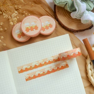 Washi Tape - Dreamy Village / Bullet Journal Stickers, Planner Tape, Illustrazioni, Natura, Piante, Cielo, Nastro Washi Rosa