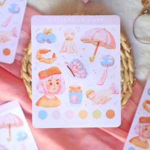 Stickersheet - Adesivi per la stagione delle piogge / Bullet Journal, adesivi per planner, adesivi per scrapbook, adesivi per la natura, adesivi per personaggi