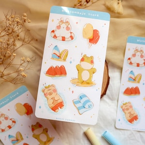 Stickersheet - Adesivi Summer Beach / Bullet Journal, Adesivi Planner, Adesivi Scrapbook, Adesivi acqua, Adesivi mare, Adesivi animali