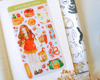 Foglio di adesivi con illustrazioni di ragazze – Adesivi per planner di carta