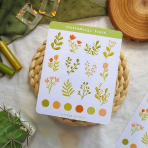 Hoja de pegatinas - Plantas / Bullet Journal Pegatinas, Planner Stickers, Scrapbook Stickers, Floral Stickers, Leaves Stickers, Flowers Stickers