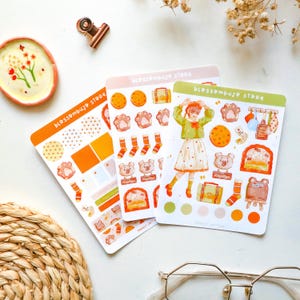 Lot d'autocollants - Chalet forestier | Stickers Bullet Journal, Stickers agenda, Stickers de scrapbooking, Stickers ours, Stickers fille, Sticker automne