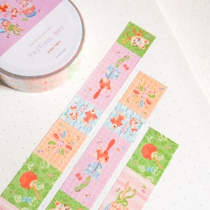 Washi Tape - Festival Tag | Bullet Journal Sticker, Planner Tape, Illustrationen, Charaktere, Sommer, Tiere, Japan Washi Tape