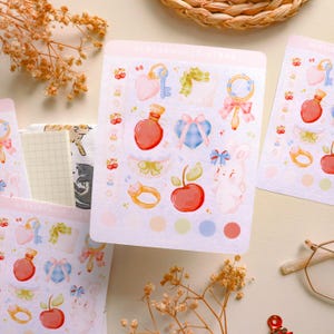 Hoja de pegatinas: pegatinas de conejito de bebé, pegatinas para Bullet Journal, pegatinas para planificador, pegatinas para álbumes de recortes, pegatinas de animales, pegatinas románticas, pegatinas de amor