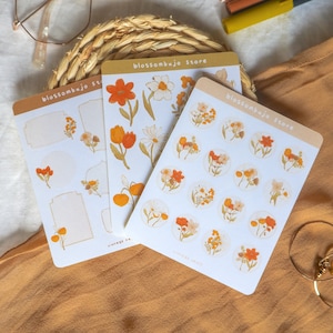 Pacote de adesivos - Vintage | Adesivos de diário com marcadores, adesivos de planejador, adesivos de scrapbook, adesivos de flores, adesivos de primavera, adesivos florais