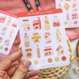 Stickersheet - Japanse dranken | Bullet Journal Stickers, Planner Stickers, Scrapbook Stickers, Japan Stickers, Food Stickers