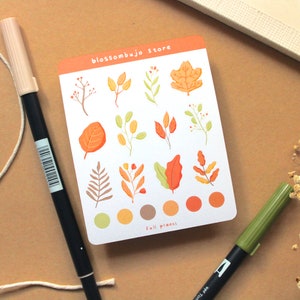 Stickersheet - Feuilles d’automne | Autocollants bullet journal, autocollants de planificateur, autocollants de scrapbook, autocollants de nature, autocollants d’automne, autocollants d’usine