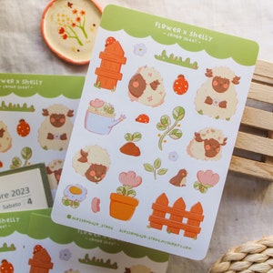 Foglio adesivo in vinile - FlowersxShelly / Bullet Journal Stickers, Planner Stickers, Scrapbook Stickers, Animal Stickers, Spring Stickers, A6