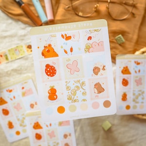 Stickerbogen - Sommer Stempel | Bullet Journal Sticker, Planner Sticker, Scrapbook Sticker, Tier Sticker, Natur Sticker