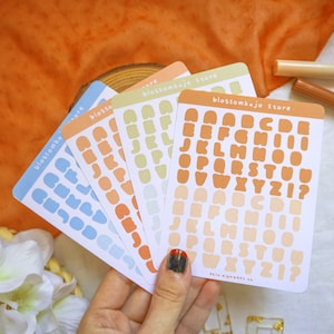 Stickersheet - Alphabet et voyelles Déco | Autocollants Bullet Journal, Autocollants Planner, Autocollants Scrapbook, Autocollants Polco, Autocollants Déco