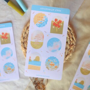 Hoja de pegatinas - Parches de verano / Pegatinas de bullet journal, Pegatinas de planificador, Pegatinas de álbum de recortes, Pegatinas de paisaje, Pegatinas de verano