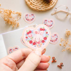 Pegatinas de vinilo en escamas: pegatinas románticas de conejos/bujo, pegatinas para planificadores, pegatinas para álbumes de recortes, pegatinas románticas, pegatinas de personajes, pegatinas de animales
