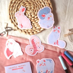 Sticker Set - Celestial Animals | Bullet Journal Stickers, Planer Sticker, Scrapbook Stickers, Fantasy Stickers, Mond Stickers
