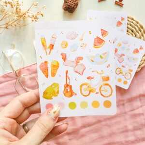 Feuille d'autocollants - Vacances d'été | Stickers Bullet Journal, Stickers agenda, Stickers scrapbooking, Stickers Animaux, Stickers Nourriture
