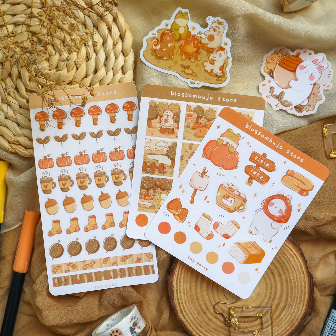 Fall Sticker Bundle: Autumn Planner Stickers, Scrapbook Embellishments ...