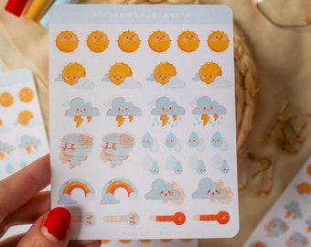 Pegatinas para el planificador del tiempo: Sol, arcoíris y nubes - Pegatinas de diario