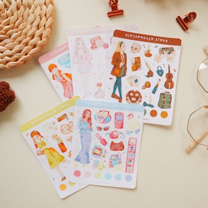Stickersheet Bundle - Kern ästhetik | Bullet Journal Aufkleber, Planer Aufkleber, Scrapbook Aufkleber, Mädchen Aufkleber, Charakter Aufkleber