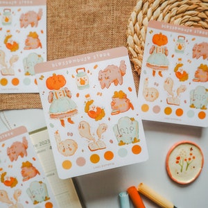 Feuille d’autocollants - Lady Pumpkin | Autocollants Bullet Journal, autocollants planificateur, autocollants scrapbook, autocollants d’Halloween, autocollants d’automne