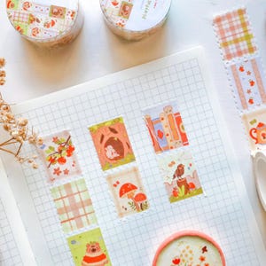Washitape - speels bos | Bullet Journal-stickers, plannertape, illustraties, karakters, herfst, dieren, herfst Washi-tape
