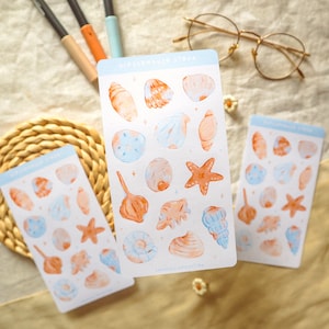 Hoja de pegatinas - Colección Seashell / Bullet Journal Stickers, Planner Stickers, Scrapbook Stickers, Summer Stickers, Pastel Stickers