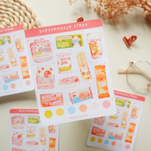 Foglio adesivi - Snack Konbini / Adesivi Bullet Journal, Adesivi Planner, Adesivi per album di ritagli, Adesivi Anime, Adesivi Giappone, Adesivi alimentari