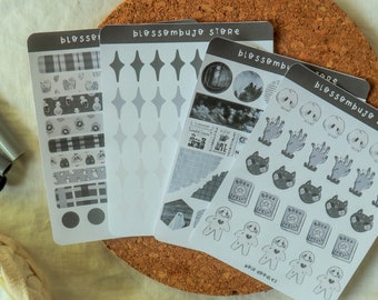 Sticker Bundle - Noir | Bullet Journal Sticker, Planer Sticker, Scrapbook Sticker, Deco Sticker, Schwarze Sticker, Halloween Sticker