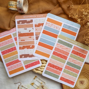 Foglio di adesivi - Washi Tape / Adesivi per Bullet Journal, Adesivi per Planner, Adesivi per Scrapbooking, Adesivi per Cancelleria, Adesivi a Tema