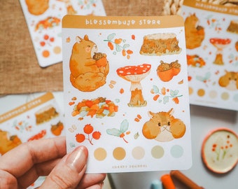 Stickerbogen - Eichhörnchen | Bullet Journal Sticker, Planner Sticker, Scrapbook Sticker, Tiere Sticker, Herbst Sticker