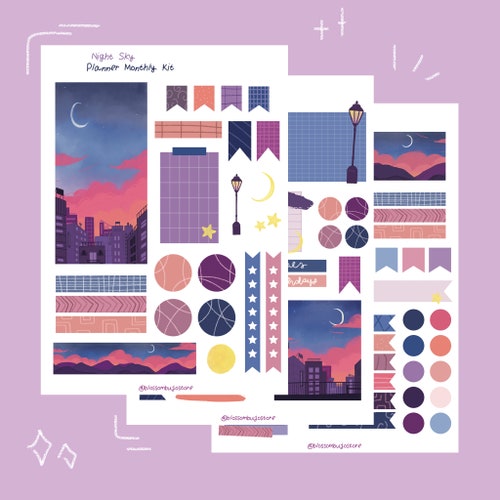 Planner Monthly Kit Printable 3 Pages Night Sky Theme - Etsy