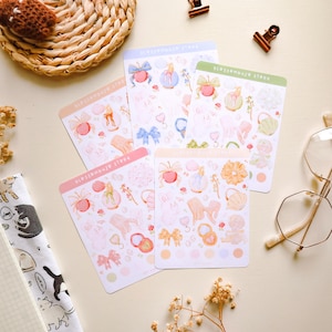 Stickerbogen - Soft Rainbow | Bullet Journal Aufkleber, Planner Aufkleber, Scrapbook Aufkleber, Tiere Aufkleber, Romantische Aufkleber, Liebe Aufkleber