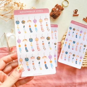 Hoja de pegatinas: pegatinas de Anime Furin / Bullet Journal, pegatinas para planificadores, pegatinas para álbumes de recortes, pegatinas de Japón, pegatinas de anime