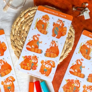 StickerSheet - Aki il panda rosso / Adesivi per Bullet Journal, Adesivi per Planner, Adesivi per Album, Adesivi per Animali, Adesivi per la Natura