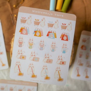 Stickersheet - Planner Mochi | Autocollants Bullet Journal, Autocollants Planner, Autocollants Scrapbook, Autocollants Lapin, Autocollants Animal, Autocollants Icônes