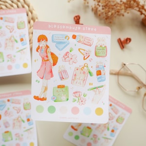 Stickerbogen - Schulästhetik | Bullet Journal Sticker, Planer Sticker, Scrapbook Sticker, Japan Sticker, Sakura Sticker, Frühling Sticker
