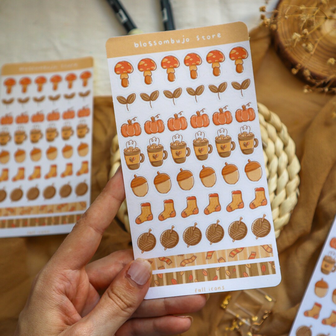 Fall Icons Sticker Sheet: Cozy Autumn Planner Stickers - Etsy