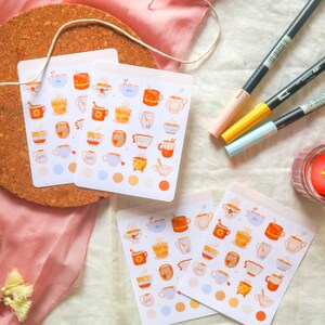 StickerSheet - Adesivi Tea House / Bullet Journal, Planner Stickers, Scrapbook Sticker, Winter Stickers, Drink Stickers, Food Sticker