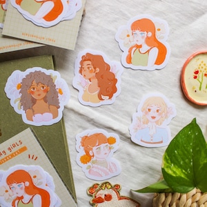 Stickerset - Lentemeisjes | Bullet Journal Stickers, Planner Stickers, Plakboekstickers, Herfststickers, Karaktersticker, Natuursticker