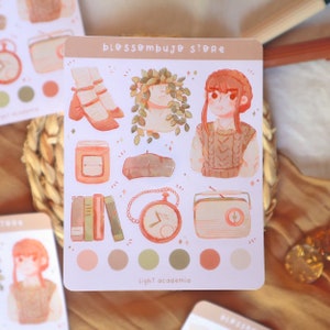 Stickersheet - Adesivi Light Academia / Bullet Journal, Adesivi Planner, Adesivi Scrapbook, Adesivi Natura, Adesivi Personaggi