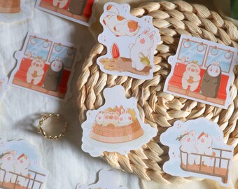 Set de pegatinas de Ghibli Village: pegatinas para agenda hechas a mano