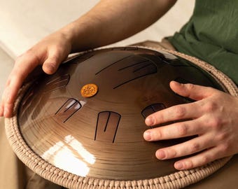 Original Handpan Tongue Drum 16" 40cm - Ember - D Minor - Bag & Mallets