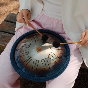 9 Note Tongue Drum 12 Inch - 30cm with Mallets and Bag | Hand Pan, Custom Steel Drum
