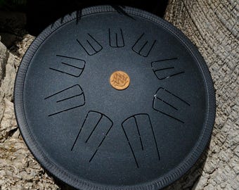 Unique Handmade Steel Tongue Drum in Matte Black: 9-Note Instrument