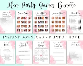 Hen Night Games Bundle, Pink Bridal Shower Games, Bride to be Hen Games, Hen Do Dirty Rude Hen Game, Bachelorette Party Download A5 Size