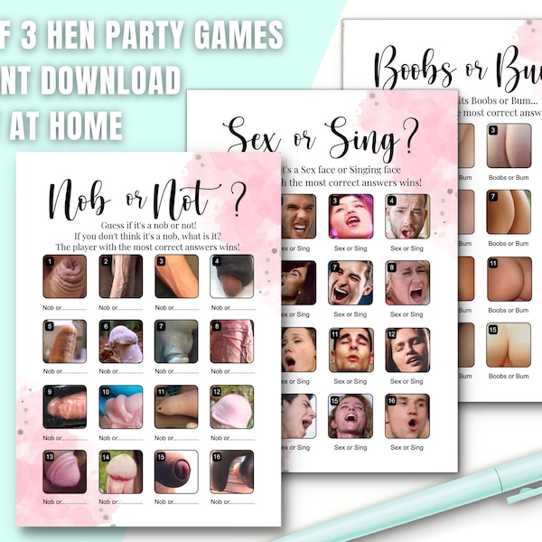 Pink Hen Night Games Bundle of 3, Bridal Shower Game, Bride to be Hen Games, Hen Do Dirty Rude Hen Game, Bachelorette Party Download A5 Size