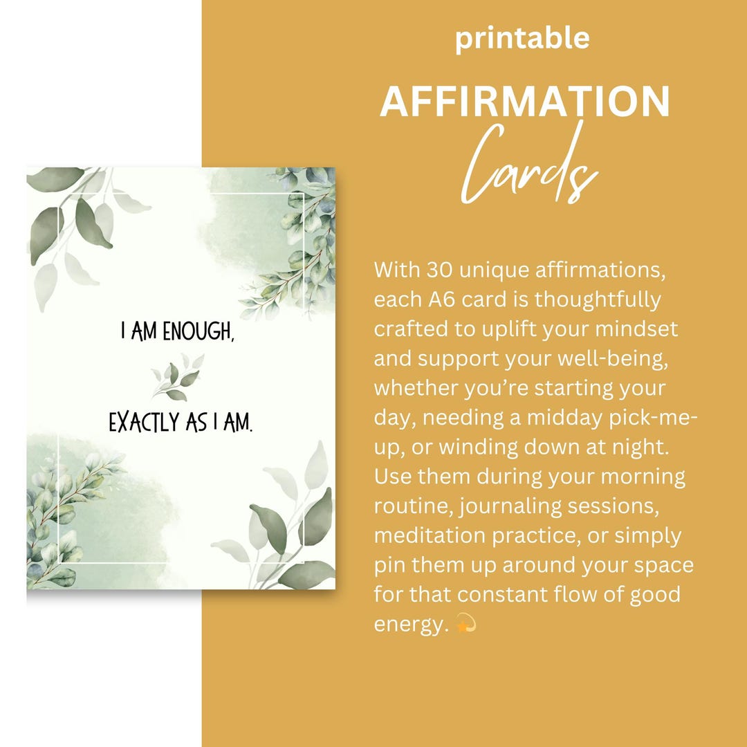 30 Digital Affirmation Cards, A6 Positive Quotes for Daily Mindset ...