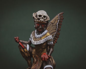 ★359 アステカ像 古代像 黒曜石 天然石 置物 彫刻 ２点 ☆359 アステカ像 古代像 黒曜石 天然石 置物 彫刻 2点